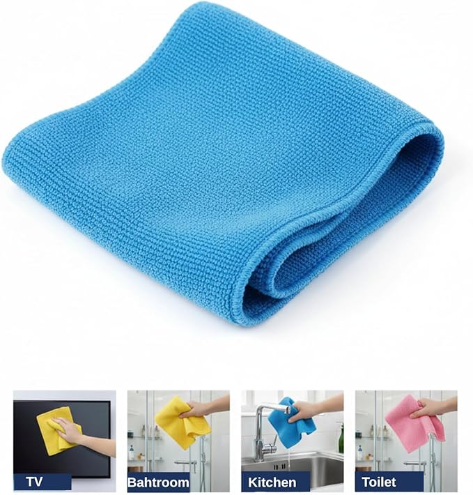 Microfiber Cleaning Cloths | Ultra Absorbent | Lint Free | Streak Free | Non-Abrasive | Reusable and Washable | 12" x 12" | Pack of 12