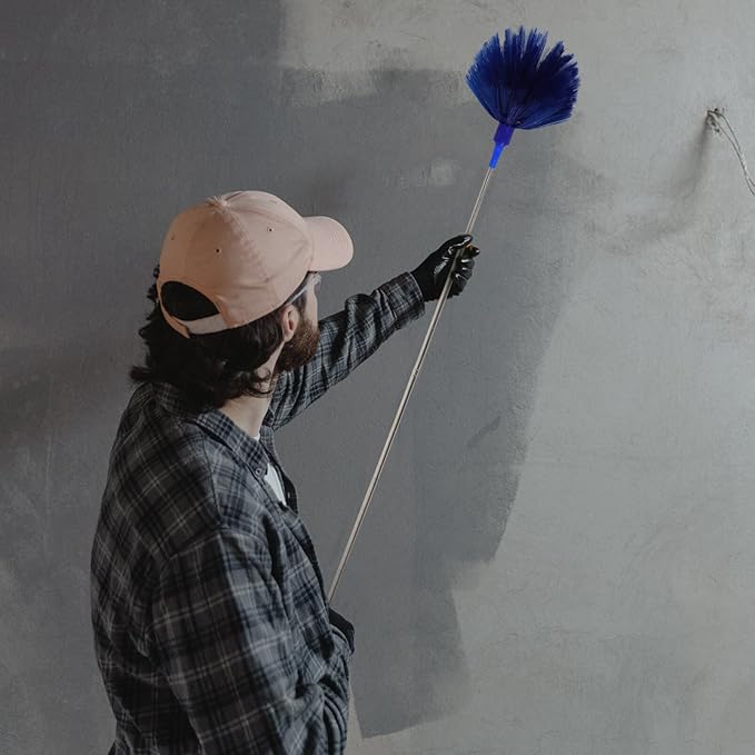 Extendable Cobweb Cleaning Brush with Long Handle for Indoor and Outdoor Use Spiderweb Cleaner Duster for Ceiling Fans Hard-to-Reach Corners and Furniture