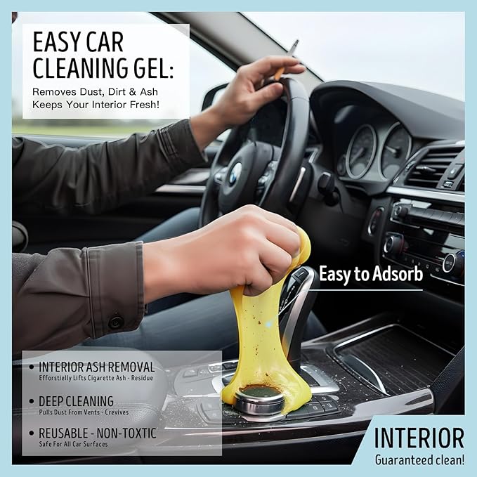 Car Cleaning Gel,Reusable Car Cleaning Putty for Interior Detailing, Car Cleaning Supplies, Auto Detailing Tools, Car Slime for Dust Removal, Car Accessories Interior, Car Cleaning Kit(Yellow, 2.0 OZ)