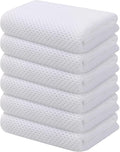 Kitinjoy 100% Cotton Waffle Weave Kitchen Hand Towels (13 X 28 Inches, White), 6-Pack Super Soft and Absorbent Dish Towel for Drying Dishes