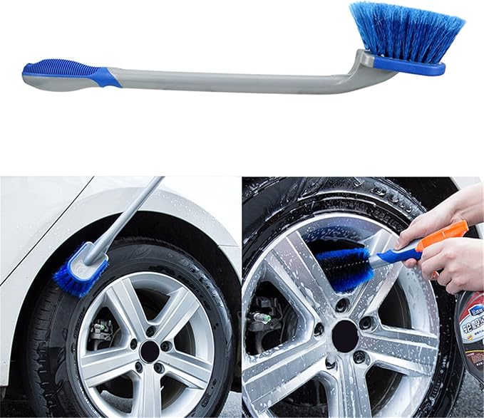 Car Tire Cleaning Brush Long Handle Wheel Brush Exhaust Pipe Cleaning Brush for Gm Truck,Motorcycle,Bicycle,Multi-Function Cleaning Tool