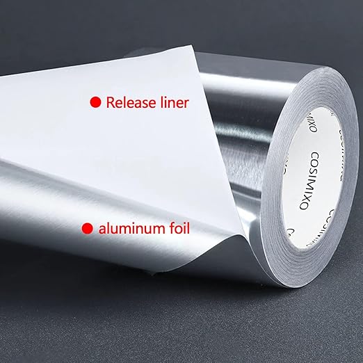 COSIMIXO Silver Aluminum Foil Duct Tape 4 Inches x 55Yards,Heavy Duty,High Temperature Sealing and Patching,Perfect for HVAC,Air Ducts,Foamboard,Metal Repair,Insulation,Dryer Vent and More