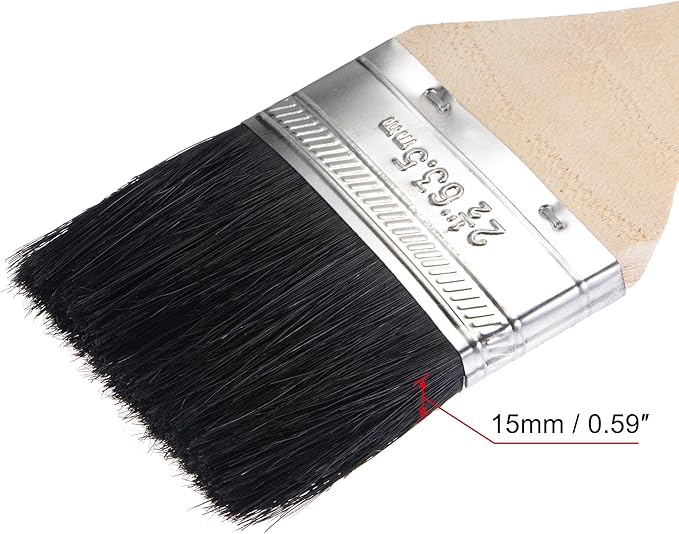 uxcell Bent Radiator Paint Brush 17" Length 2.5" Width Bristle with Long Wood Handle for Wall Treatment Black 4Pcs