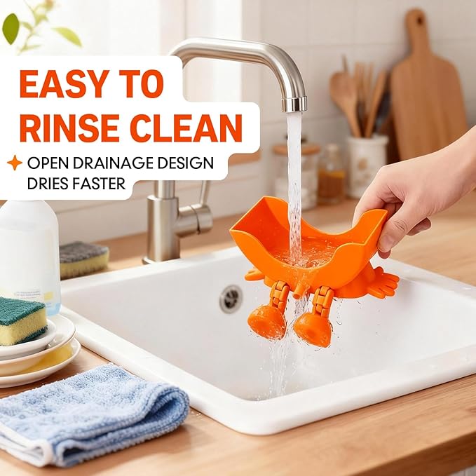 Cute Hanging Sponge Holder with Drainage, Peeing Scrub Sponge Holder, Ponge Holder for Kitchen Sink, Funny Sponge Stand for Kitchen Sink, 3D Printing Countertop Sponge Holders (Red)