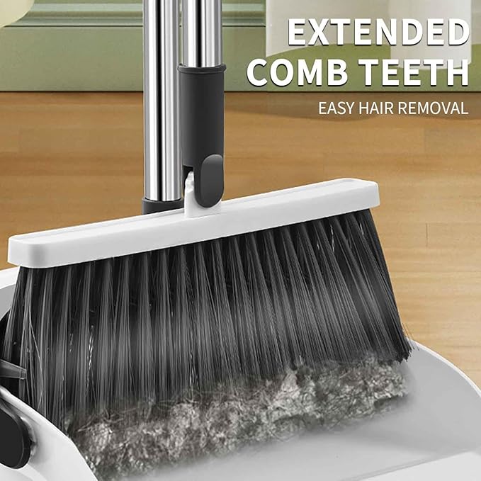 Broom and Dustpan Set Widened Thickened, Folding Dustpan with Handle, Soft Bristle Brooms for Sweeping Indoor, Dustpans Long Handle, New House Essentials, Apartment Must Haves, Tool Set