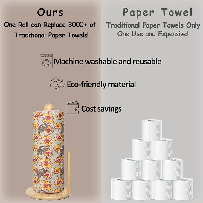 25 Pack Reusable Tissue Paperless Towel Roll Washable Cotton for Kitchen Towels Zero Waste Products Replacement Tissue (RT-H)