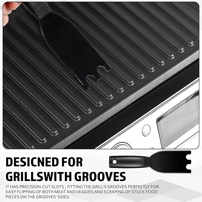 Universal Grill Scraper for George Foreman Indoor Grills and Other Indoor Grills with Grooves Heat Resistant Nylon Grill Spatula Cleaner Tool for Easy Cleaning Comfortable Grip (1)