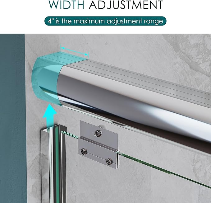 ELEGANT Double Sliding Shower Door 44-48" W x 72" H, Semi-Frameless Bypass Shower Glass Door with Dual Towel Bar Handles, 1/4" Tempered Glass for Walk-in Shower, Chrome Finish