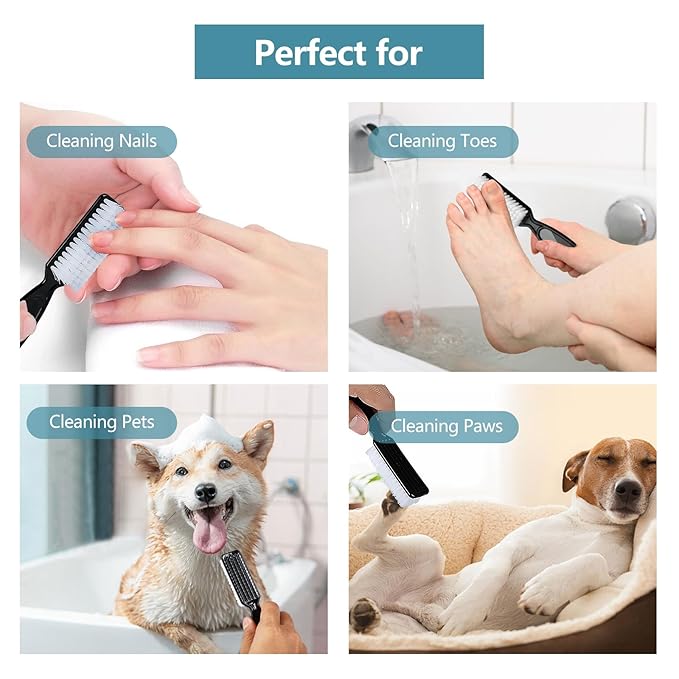 Handle Grip Nail Brush - Nail Brushes for Cleaning Fingernails, Long Handle Hand Fingernail Brush, Scrub Cleaner for Finger Nial, Multicolor, DAYGOS (Black-24pcs)