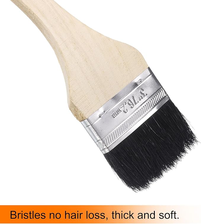 uxcell 3pcs Bent Radiator Paint Brush 3" Width Curved Wall Paint Soft Bristle Brushes with Long Wood Handle for Painting DIY Wall Treatment