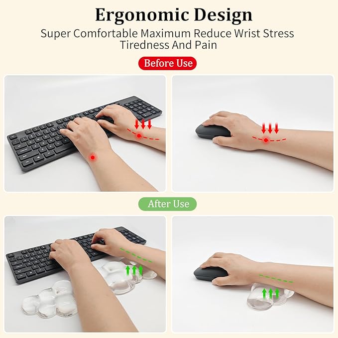 Gel Cloud Keyboard & Mouse Wrist Rest Cloud Wrist Rest Ergonomic Keyboard and Mouse Pad Support for Pain Relief Office Computer Laptop Gaming. (White)