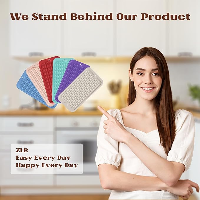 ZLR Silicone Sponge Holder & Sink Caddy Tray (6" x 12") - Narrow Dish Drying Mat for Kitchen Counter - Waterproof Soap Dispenser Organizer, Non-Slip Bathroom Vanity Tray (Coffee)