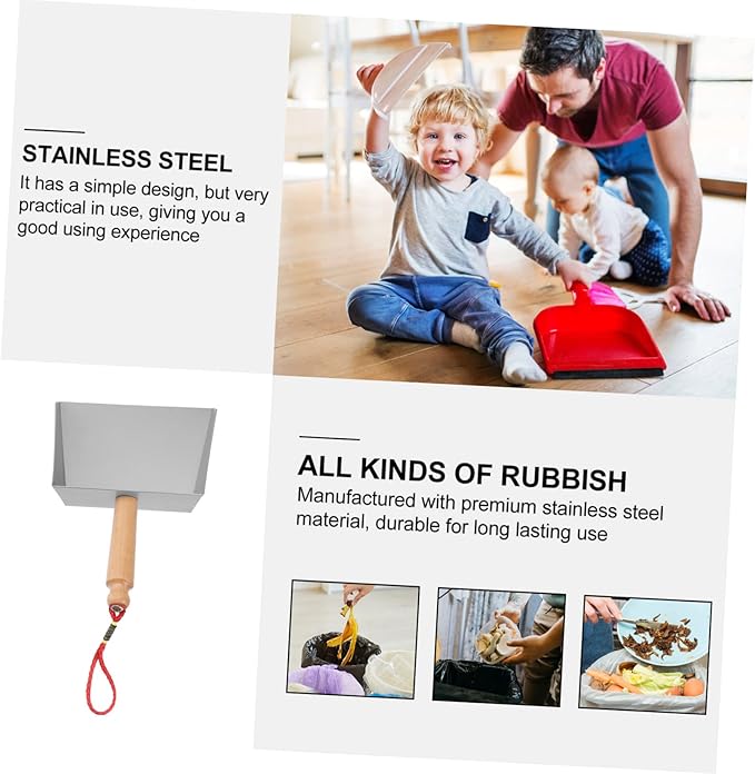Healifty Stainless Steel Dustpan 8.66 Inch Mini Metal Dust Pan Compact Lightweight Tabletop Dust Pan for Kitchen and Home Cleaning