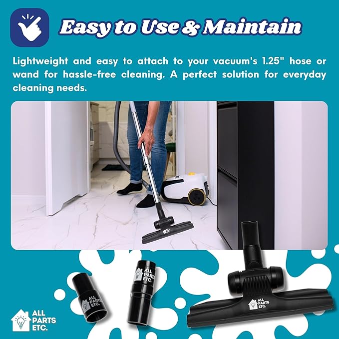 Vacuum Attachments for 1.25" (32mm) Vacuum Cleaner | Gulper Floor Tool for Hoover, Shop Vac, Eureka, Bissell, Nutone, Kenmore & More | Pet Hair & Hard Floor Cleaning