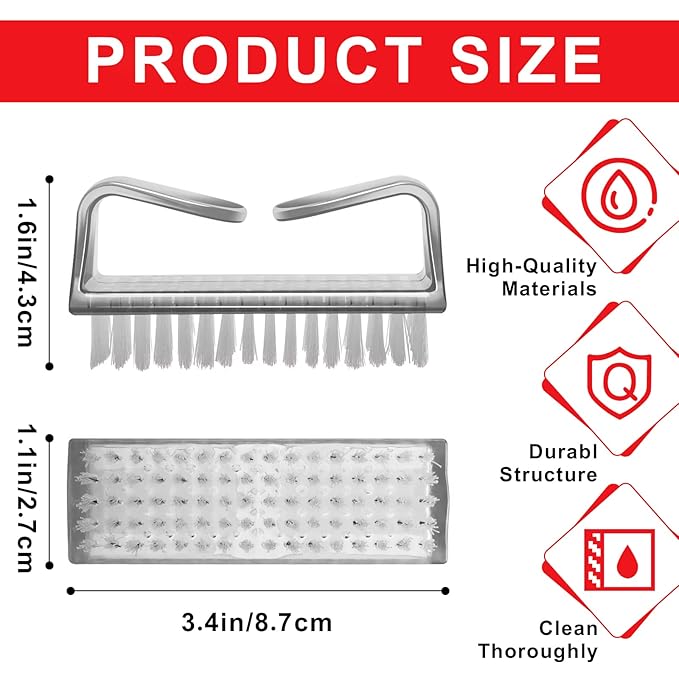 12Pcs Handle Grip Nail Brush, HOFASON Nail Brush for Cleaning Fingernails Manicure Scrub Hand Brushes to Cleaner Under Nails, Nail Cleaning Brush Pedicure Scrubbing tool Use for Foot Toenail Women Men