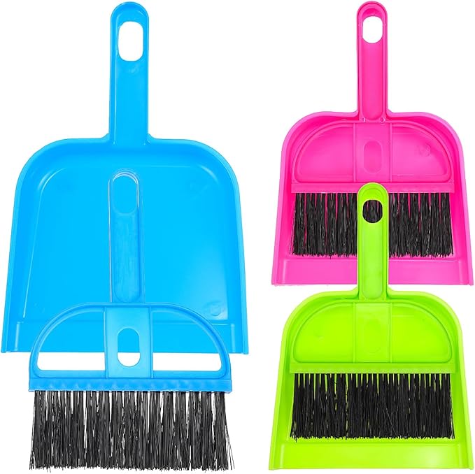 Healifty Mini Broom and Dustpan Set Small Handheld Sweeper Combo with Hanging Holes for Home Office Car Sofa and Pet Cage Cleaning Compact Cleaning Tool 7.67X5.11X1.02 Inches
