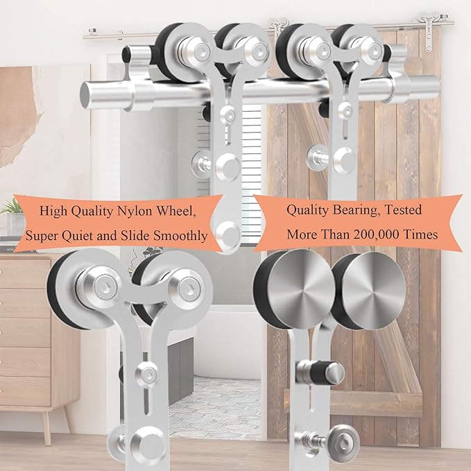 TSMST 5FT Sliding Barn Door Hardware Kit, Stainless Steel Heavy Duty Sturdy Barn Door Track for Single Wood Door, Slide Smoothly Quietly (Y Style)