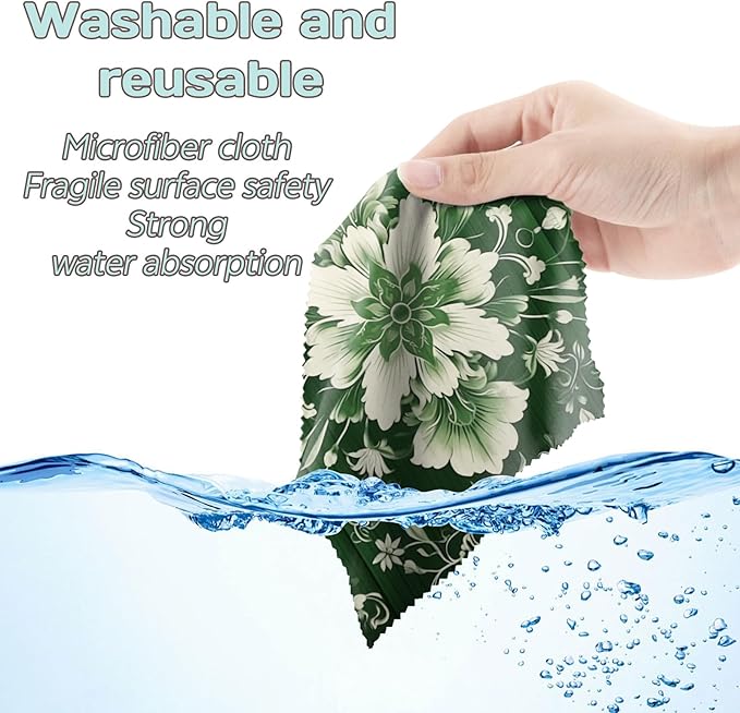 6 PCS Glasses Cleaning Cloth Eyeglass Lens Microfiber Cleaning Cloth Reusable Phone Screens Camera Cute Aesthetic Women Girls(6.3"x6.3")-Green