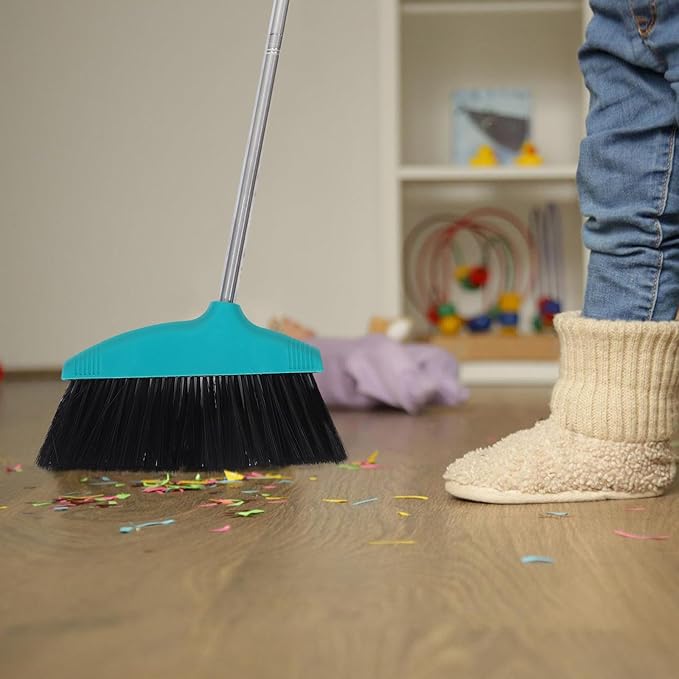 Cabilock Soft Bristle Indoor Broom Stainless Steel Handle Heavy Duty Floor Sweeping Broom Household and Commercial Cleaning Kitchen Garage Lobby Use
