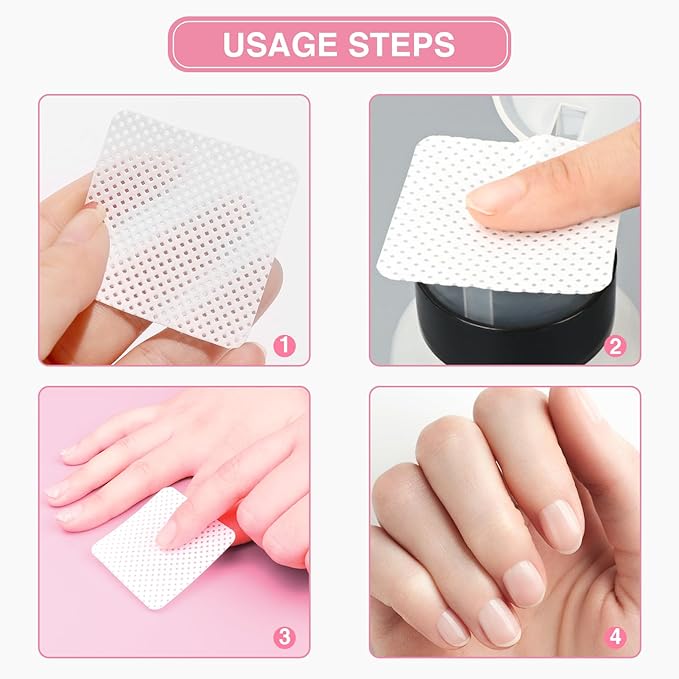 BLUERISE Lint Free Nail Wipes Nail Polish Remover Pads Soft Absorbable Eyelash Extension Glue Cleaning Wipes Pink 2500pcs