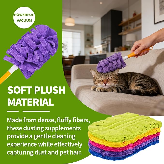 360° Electrostatic Duster Refills, Reusable & Washable Pads for Hand Duster, Sustainable Dust Removal Kit for Home, Office & Car – Dry & Wet Use, High-Adsorption Microfiber (5 PCS)