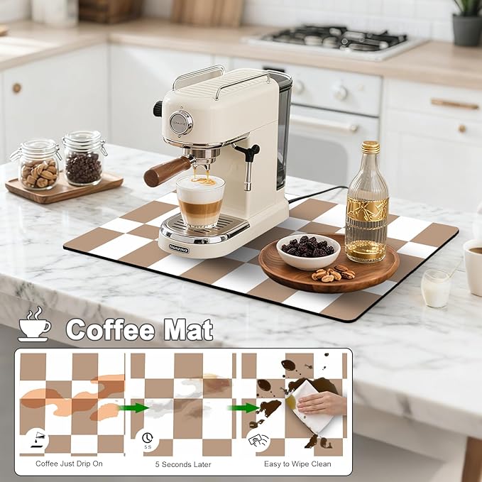 Dish Drying Mats for Kitchen Counter, Waterproof Coffee Mat for Countertop, Under Sink Mats, Coffee Bar Mat Accessories