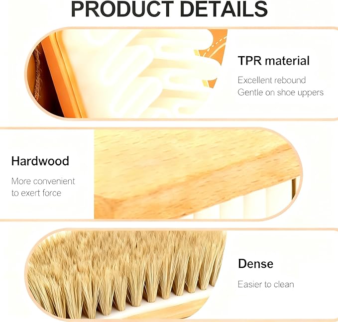 2-in-1 Suede Brush and Eraser,Soft Rubber Shoe Brush & Suede Shoe Cleaner,for Cleaning Shoes, Boots, Bags, Jackets & Purses,with Wooden Handle for Effective Stain Removal (2pcs)