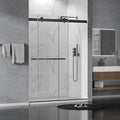 56"-60" W x 75" H Frameless Shower Door, Double Sliding Shower Door,5/16"(8mm) Clear Tempered Glass,Silent Soft-Close Design,Matte Black