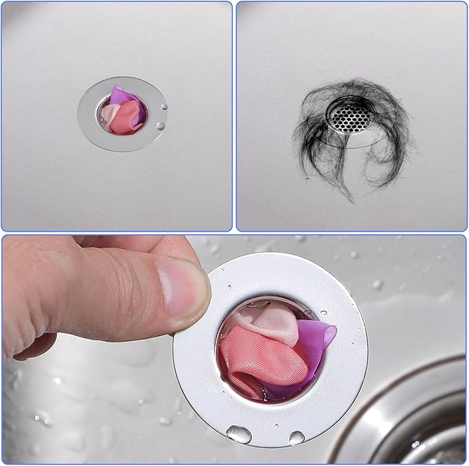 4 Pcs Bathroom Sink, Bathtub Drain Cover Drain Strainer Hair Catcher Stainless Steel Drain Filter for Shower Vanity Laundry Utility RV Sink (Fits 1.25" to 1.6" Hole)