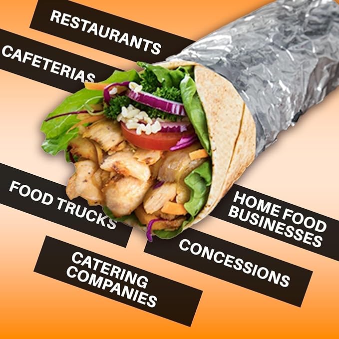 150 sheets Insulation Sandwich Wrapping Paper Aluminum Foil Sheets - 10 3/4" x14" - Aluminum Foil Sandwich Wrap Sheets For Sandwich Wraps, Burritos and BBQ