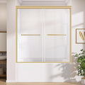 GETPRO Tub Shower Door 56-60 in. W x 62 in. H Semi-Frameless Bathtub Shower Door for Bathroom, Double Sliding Bypass Glass Shower Doors for Bath Tub with 5/16 inch Tempered Glass Matte Black Hardwares