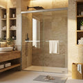 Aluminum Alloy Sliding Shower Door, Adjustable 50"-60" W x 72" H with Dual 8mm (5/16") Tempered Glass Panels & Coating, Brushed Anodized Aluminum Frame, Brushed Nickel Square Track