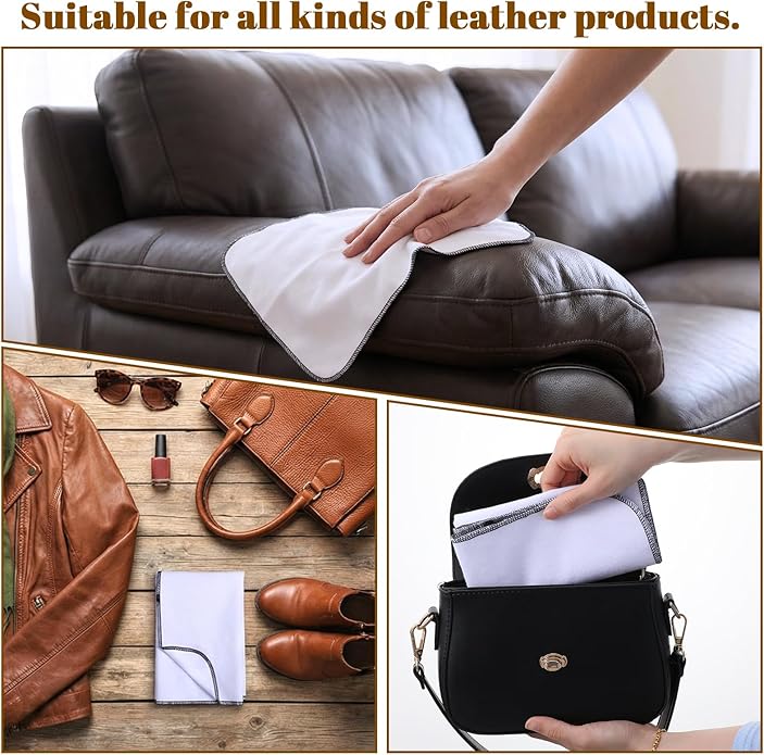 4 Pack Suede Fabric Shoe Shine Cloth Set, 35 x 35 cm Reusable Shoe Polish Cloths, Professional Polishing Cloth for Cleaning Shoes, Boots, and Leather Goods