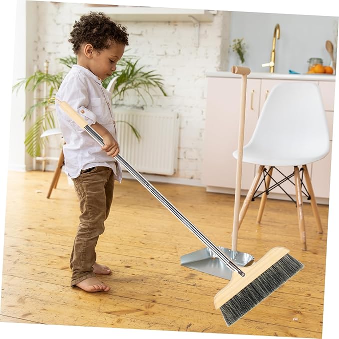 Soft Bristle Broom with Long Handle Frame Floor Brush for Home Cleaning Beveled Edge Sweeping Brush for Corners and Under Furniture Static Kitchen Broom with Hanging Rope Design