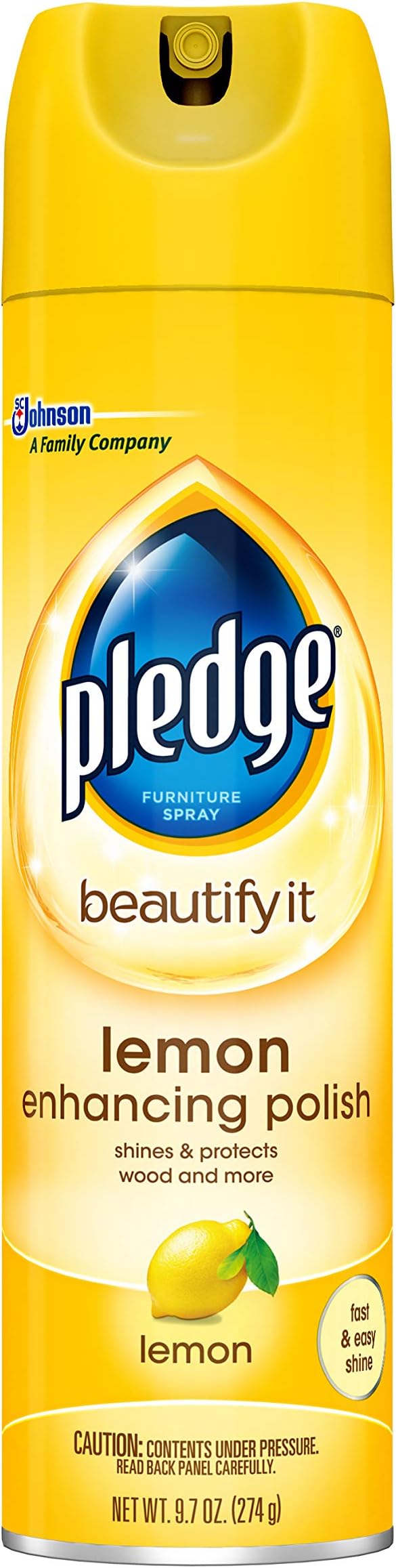 Pledge Multi-Surface Cleaner Spray and Wipes Bundle, Works on Leather, Granite, Wood, Lemon Scent (2 Count of 9.7 oz Cans, and 2 Pack of 24 Wipes)