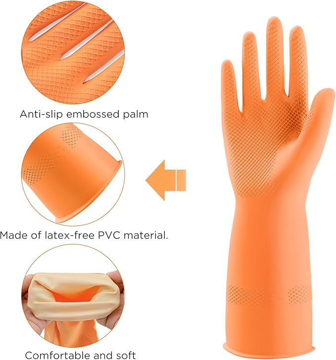 Rubber Gloves for Household, Dishwashing Gloves for Kitchen, Reusable