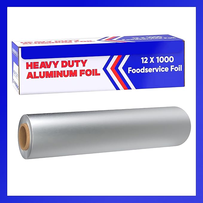 Aluminum Foil Wrap Roll 12 in x 1000 ft Heavy Duty Commercial and Home Use for Food, BBQ, Grilling, Cooking, Baking, Roasting, Party (12 in x 1000 ft, 1 Pack)