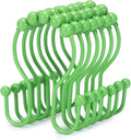 Goowin Shower Curtain Hooks, 12 Pcs Shower Curtain Rings, Stainless Steel Shower Curtain Hangers, Double Hook Shower Curtain Hooks, Smooth Sliding Anti-Drop Shower Rings for Curtain (Green)