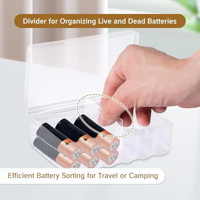 2Pcs Small Battery Case AA Holder Clear Travel Storage Box Organizer Compact Battery Container for AA Batteries Portable Cases for Organization and Protection
