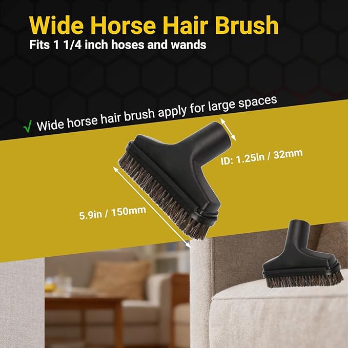 Vacuum Attachments Accessories Cleaning Kit Brush Nozzle Crevice Tool for 1 1/4 inch & 1 3/8 inch Standard Hose 6pcs