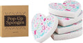 5 Pack Heart Shaped Sponges, Non-Scratch Cleaning Sponges with Floral Pattern, Kitchen Heavy Duty Scrub Sponge, Pop Up Eco Valentine's Day Sponges (Pink)