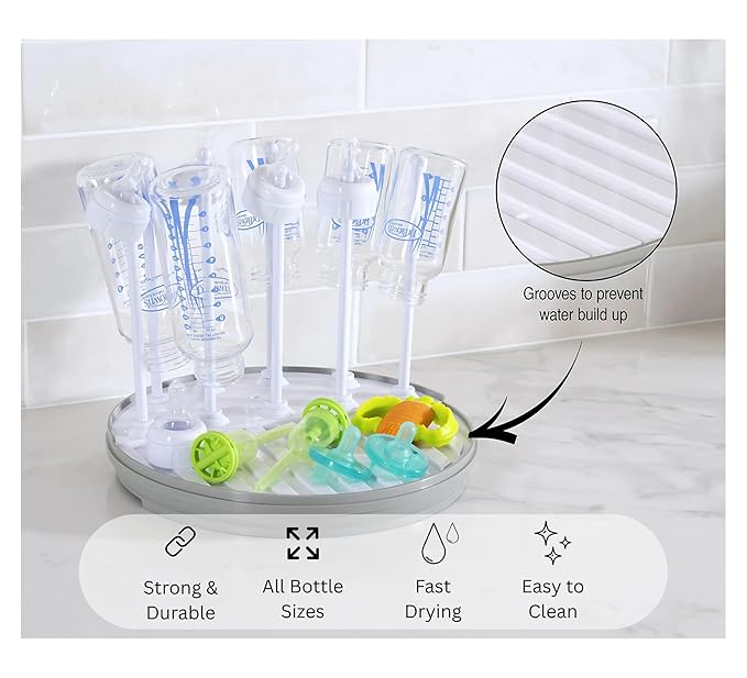 Pequeño Baby Bottle Drying Rack for Countertop – Compact Drying Station for Bottles, Nipples & Pump Parts | Fast-Drying BPA-Free Organizer for Newborn Essentials