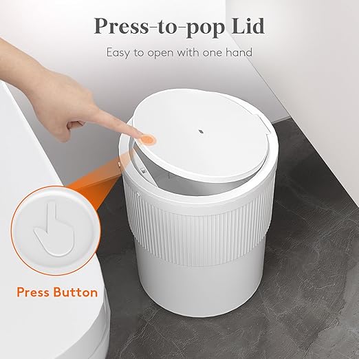 Lifewit Trash Can with Pop-Up Lid, 2.6gal Small Hidden Garbage Can with Decorative Faux Plant, Dog Proof Plastic Waste Basket for Bedroom, Office, Living Room, Kitchen, Bathroom