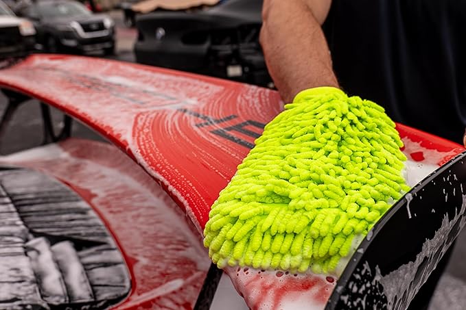 4 Pack Microfiber Car Wash Mitt | Ultra-Soft Chenille | Car Wash Detailing | Dual Sided Sponge Glove | Scratch-Free | Auto Care Brush Mitt | Great for Cars, Trucks, Motorcycles & More