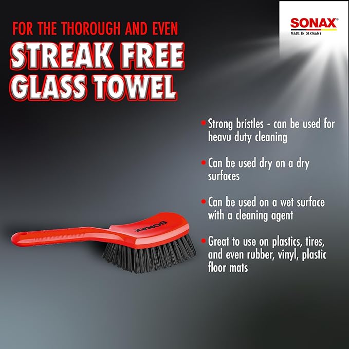 SONAX Intensive Cleaning Brush | Durable Scrub Brush for Interior & Exterior Car Detailing | Upholstery, Carpet, Vinyl, Rubber & Floor Mats | Ergonomic Handle | 491700
