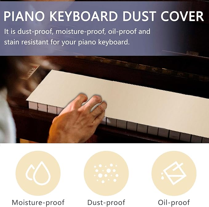 88 Keys Piano Keyboard Off-White Dust Cover - For Upright Grand Pianos, Digital Pianos and Electronic Keyboards - Protective Key Cover Cloth (2 Packs)
