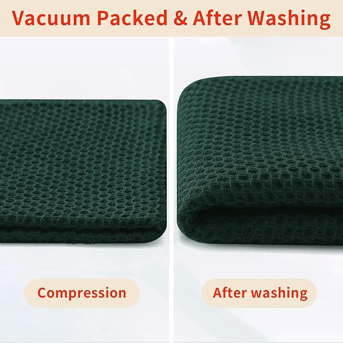 Homaxy 100% Cotton Kitchen Towels and Dishcloths Set, 12 x 12 Inches and 13 x 28 Inches, Set of 10 Bulk Kitchen Towels Set, Ultra Soft Absorbent Dish Cloths for Washing Dishes, Blackish Green
