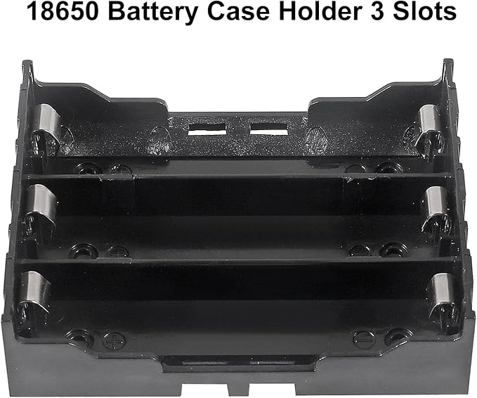 18650 Battery Case Holder 3 Slots X 3.7V 18650 Battery Storage Box, in Parallel Black Plastic Batteries Clip Box with Pin for DIY Parallel or Series Circuit PCB Projects (6pcs ABS 3 Slots)