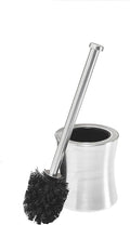 Bath Bliss Hour Glass Shape Weighted Bottom Toilet Brush & Holder Set, Heavy Duty Brush, Silver, 4.5"L x 4.5"W x 15.4"H