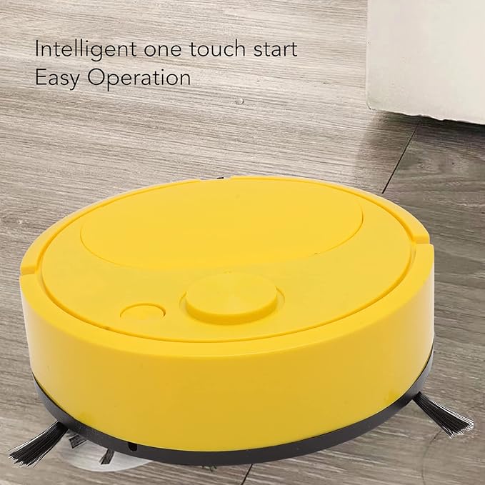 Heayzoki Robot Vacuum Cleaner, Automatic Sweeping Robot with Multiple Filtration, USB Charging Mini Smart Sweeping Robot for Wooden Flooring Tile Carpet (Yellow)